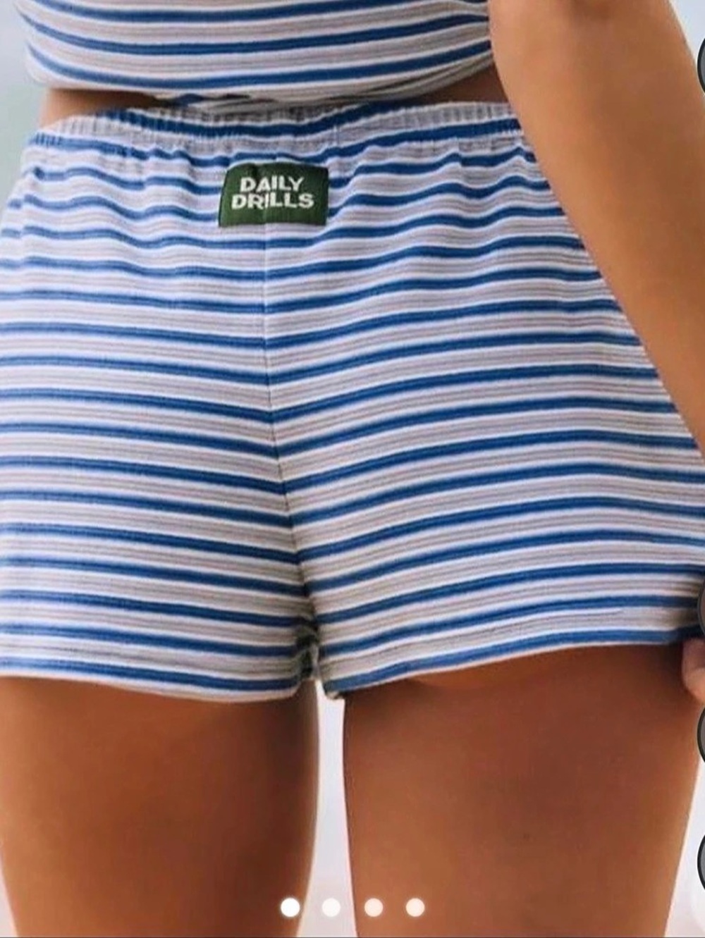 NWOT Daily Drills Striped Cotton Shorts in Blue & White